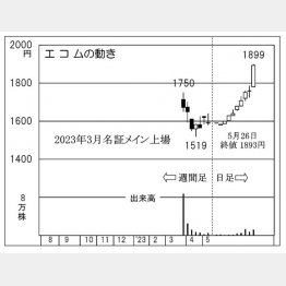 エコムの株価チャート（Ｃ）日刊ゲンダイ