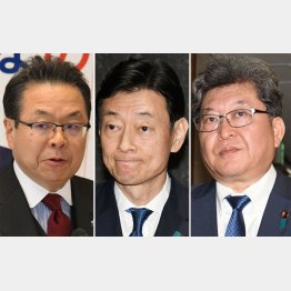 数の野合の権力争い、この国をここまで腐らせた安倍派一派は総懺悔だ（左から世耕、西村、萩生田３氏）／（Ｃ）日刊ゲンダイ