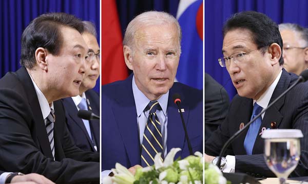 18日に実施される日米韓首脳会談では、米国の「核の傘」を軸とする拡大抑止強化を（代表撮影・共同）