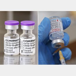従来ワクチンが効きにくい現在、両社のいずれのワクチンが有効化ははっきりしない（左から、米ファイザー製と英モデルナ製の新型コロナウィルスワクチン薬）／（Ｃ）共同通信社