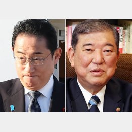 岸田首相（左）と石破元幹事長の差はわずか2％（Ｃ）日刊ゲンダイ