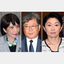 左から自民党の高市安保担当相、萩生田政調会長、小渕選対委員長（Ｃ）日刊ゲンダイ