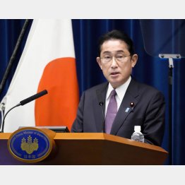 安保関連3文書を閣議決定し、記者会見する岸田首相（2022年12月16日）／（Ｃ）共同通信社