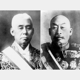 初の政党内閣の首相を務めた原敬（左）、陸軍大将で初代朝鮮総督を務めた寺内正毅（Ｃ）共同通信社