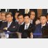今年2023年の安倍派（清和政策研究会）パーティーに出席した幹部ら（左から萩生田政調会長、西村経産相、松野官房長官）／（Ｃ）日刊ゲンダイ