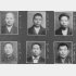 血盟団事件の容疑者たち。（左上から時計回りに）井上日召、菱沼五郎、古内栄司、四元義隆、伊藤広、田倉利之（1932＝昭和7＝年3月28日、日本電報通信社撮影）