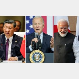 21世紀の“超”のつく経済大国は、この中国、米国、インドの3カ国しかない（左から中国の習近平国家主席、バイデン米大統領、モディ印首相）／（Ｃ）ロイター