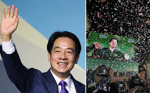 台湾総統選は与党・民進党の頼清徳氏が勝利するも過半数割れの40％だった（Ｃ）共同通信社