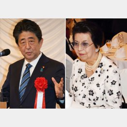 安倍晋三元首相（左）も“ゴッドマザー” 母・洋子さん（右）に頭が上がらなかった（Ｃ）日刊ゲンダイ