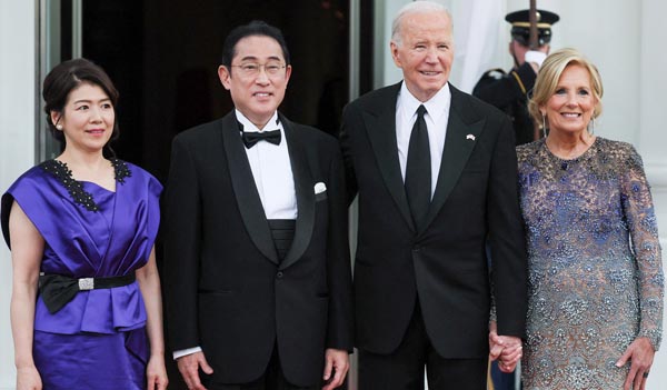 意味深だった公式夕食会（岸田首相と裕子夫人、バイデン米大統領とジル夫人）／（Ｃ）ロイター