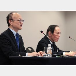 先のG20財務相・中央銀行総裁会議での神田財務官（左）と植田日銀総裁（Ｃ）ロイター