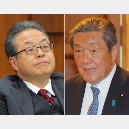 森山裕総務会長（右）は離党した世耕弘成前参院議長（左）をあり得ない“ウルトラ擁護”／（Ｃ）日刊ゲンダイ