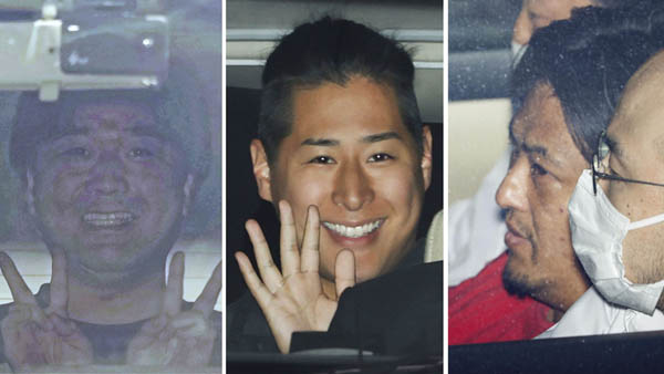 （左から）逮捕されたつばさの党の黒川敦彦、根本良輔、杉田勇人の3容疑者（Ｃ）共同通信社