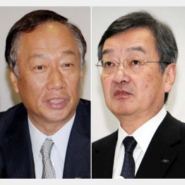 鴻海の郭会長（左）と高橋社長／（Ｃ）日刊ゲンダイ