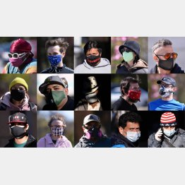 健康者がマスクをつける習慣のなかった米国でも、日常でマスクを着用するニューヨーカーたち（Ｃ）ロイター