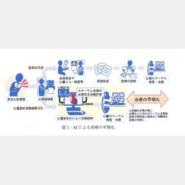 AIによる心電図の自動診断治療の流れ（提供：慶應大学医学部）