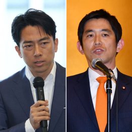 小泉進次郎元環境相（左）と小林鷹之前経済安保相（Ｃ）日刊ゲンダイ