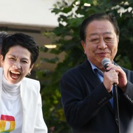 東京都知事選でもハッスル（野田元首相と蓮舫氏）／（Ｃ）日刊ゲンダイ