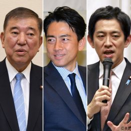 百花繚乱（左から石破茂、小泉進次郎、小林鷹之3氏）／（Ｃ）日刊ゲンダイ