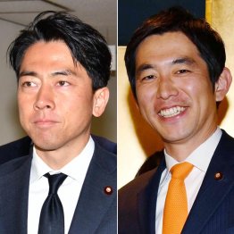 小泉進次郎元環境相（左）と小林鷹之前経済安保相（Ｃ）日刊ゲンダイ