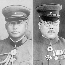 石原莞爾陸軍中将（左）と山下泰文陸軍大将（いずれも当時）／（Ｃ）共同通信社