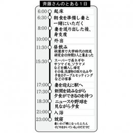 斉藤さんのとある1日(C)日刊ゲンダイ