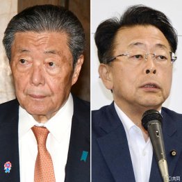 勘違いするな。君らのポケットマネーではない(森山自民党幹事長、西田公明党幹事長=右)/(C)日刊ゲンダイ