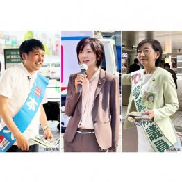 3人は当選圏内(左から自民・脇雅昭、公明・佐々木さやか、立憲・牧山弘恵)