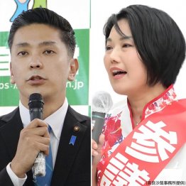 憲法学者の高良沙哉(右)と、那覇市議を12年務めた奥間亮(C)共同通信社