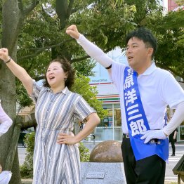 立憲・石原洋三郎の応援に連合の芳野友子会長も駆けつけた(C)日刊ゲンダイ