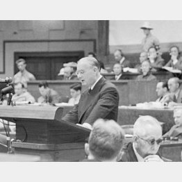 東京裁判のジョセフ・キーナン首席検事（1946＝昭和21＝年6月4日）／（Ｃ）共同通信社